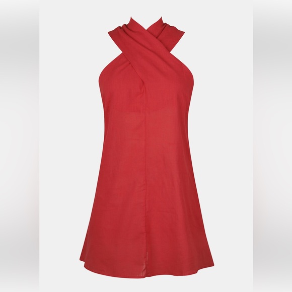 ‼️SOLD‼️ Sunshine Crisscross Halter Dress. Chic Red Halter Beach Dress ‼️SOLD‼️ - Picture 5 of 5